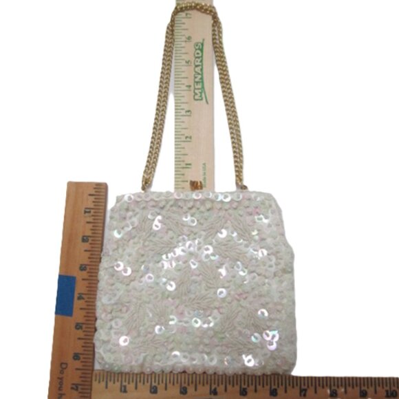 Hand Beaded Bag Formal Evening Ivory - Picture 2 of 3